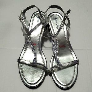 Silver Slipper Azura Silver Embellish Kitten Heels Evening Wedding Sandals 9.5M